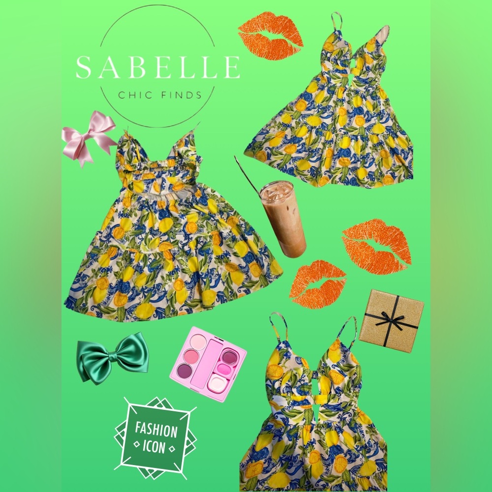 Yellow Lemon Print Sundress